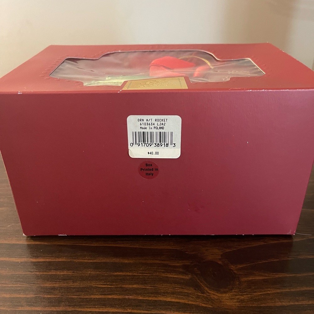 Lenox Rocket Ship Glass Christmas Ornament w/tags and Box - Picture 7 of 7